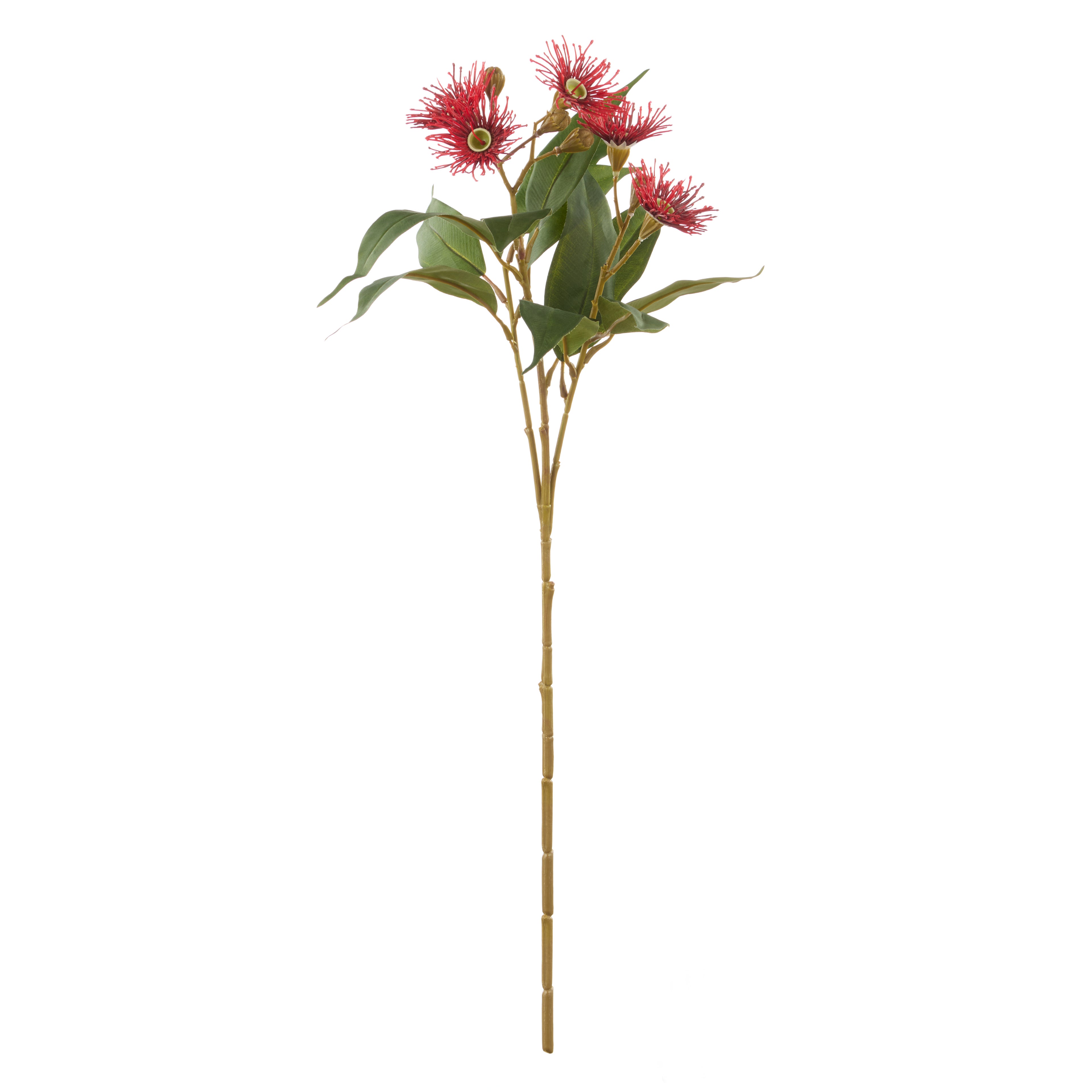 Faux Eucalyptus Flower Spray | Red - 62cm