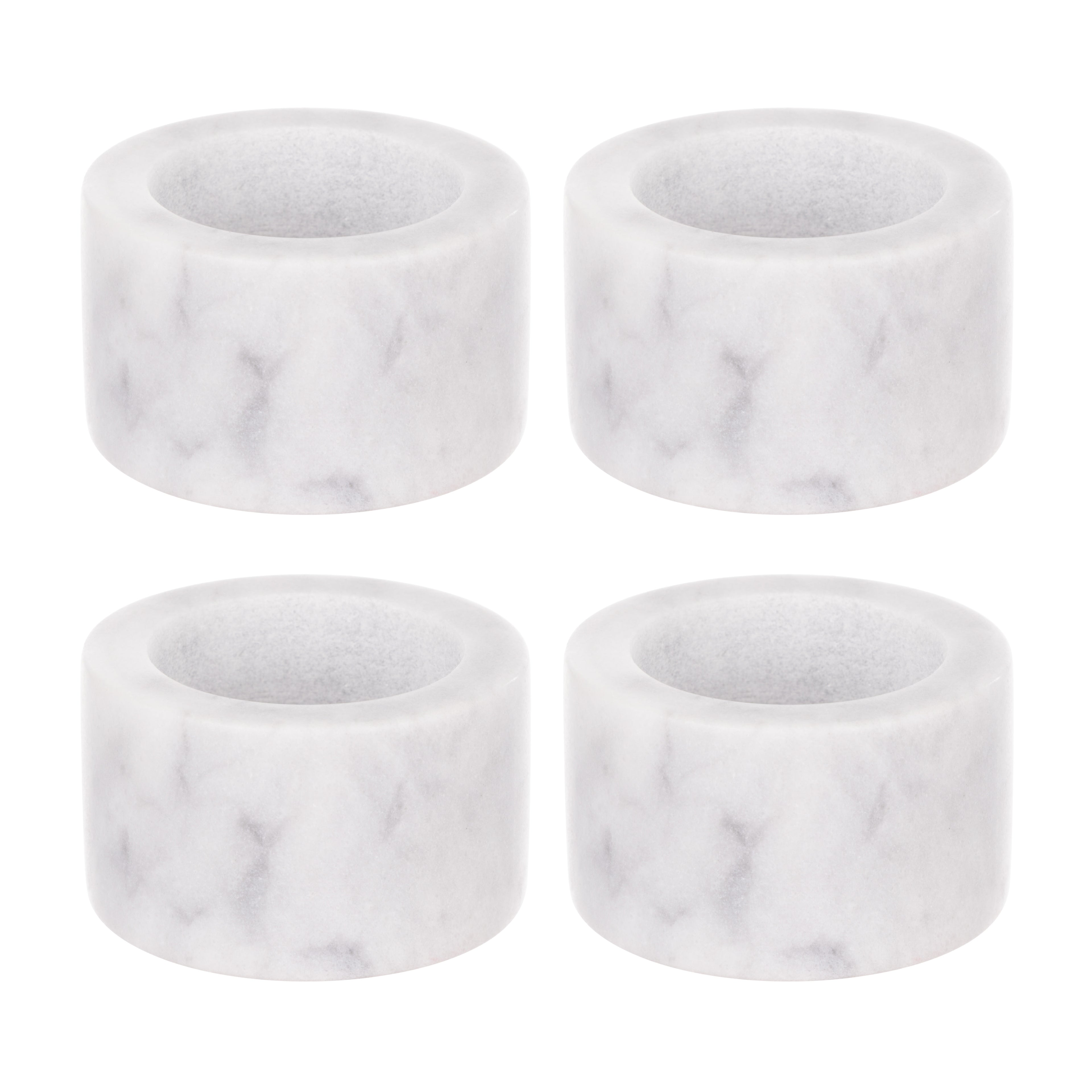 Davis &amp; Waddell Nuvolo Marble Napkin Rings 4pcs Set White Grey