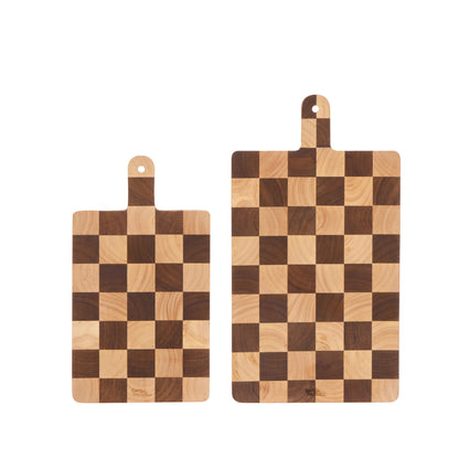 Davis &amp; Waddell Hudson Acacia Wood Checkerboard Serving Board with Handle Natural