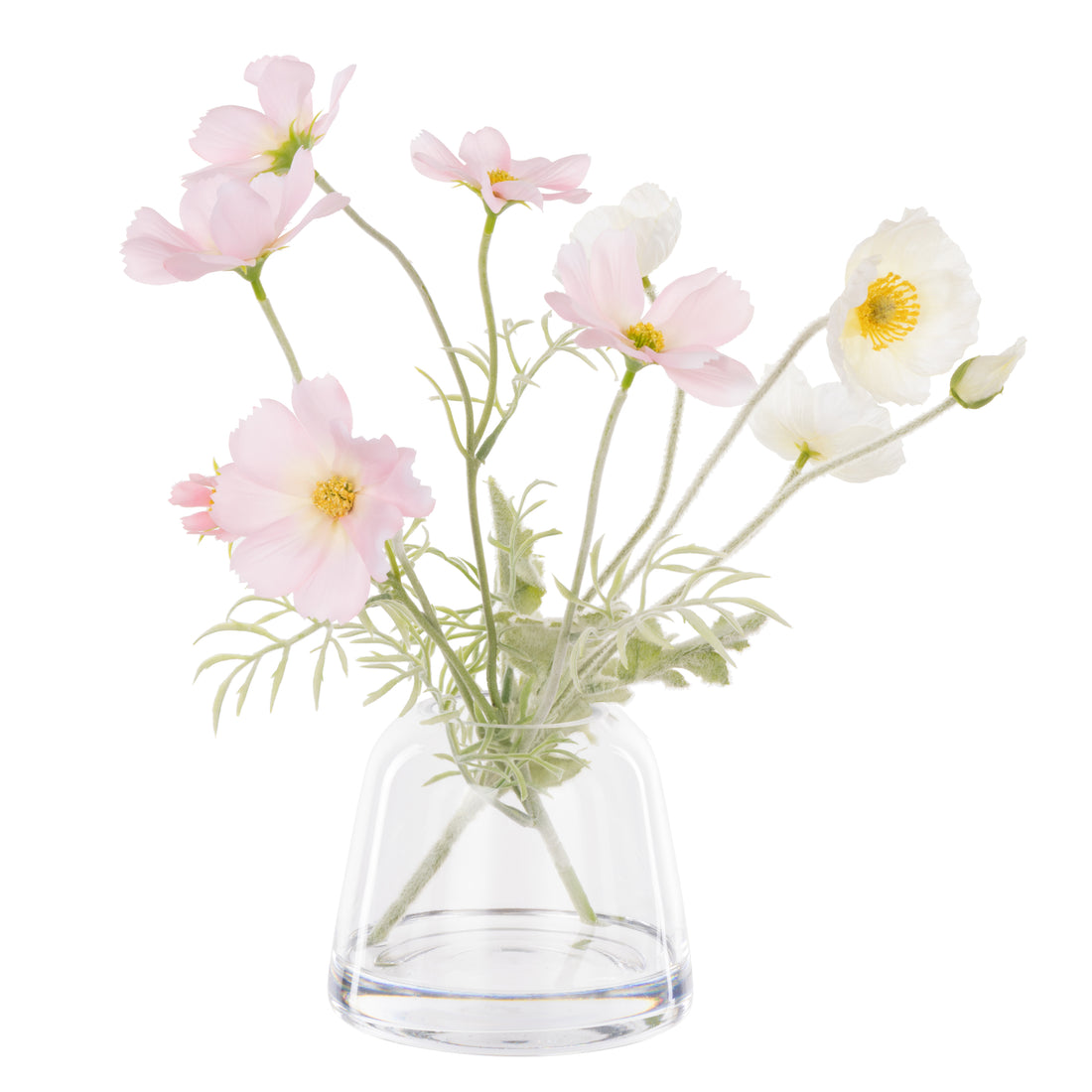Faux Poppy Cosmos Mix - Giselle Vase | Cream &amp; Light Pink - 37cm