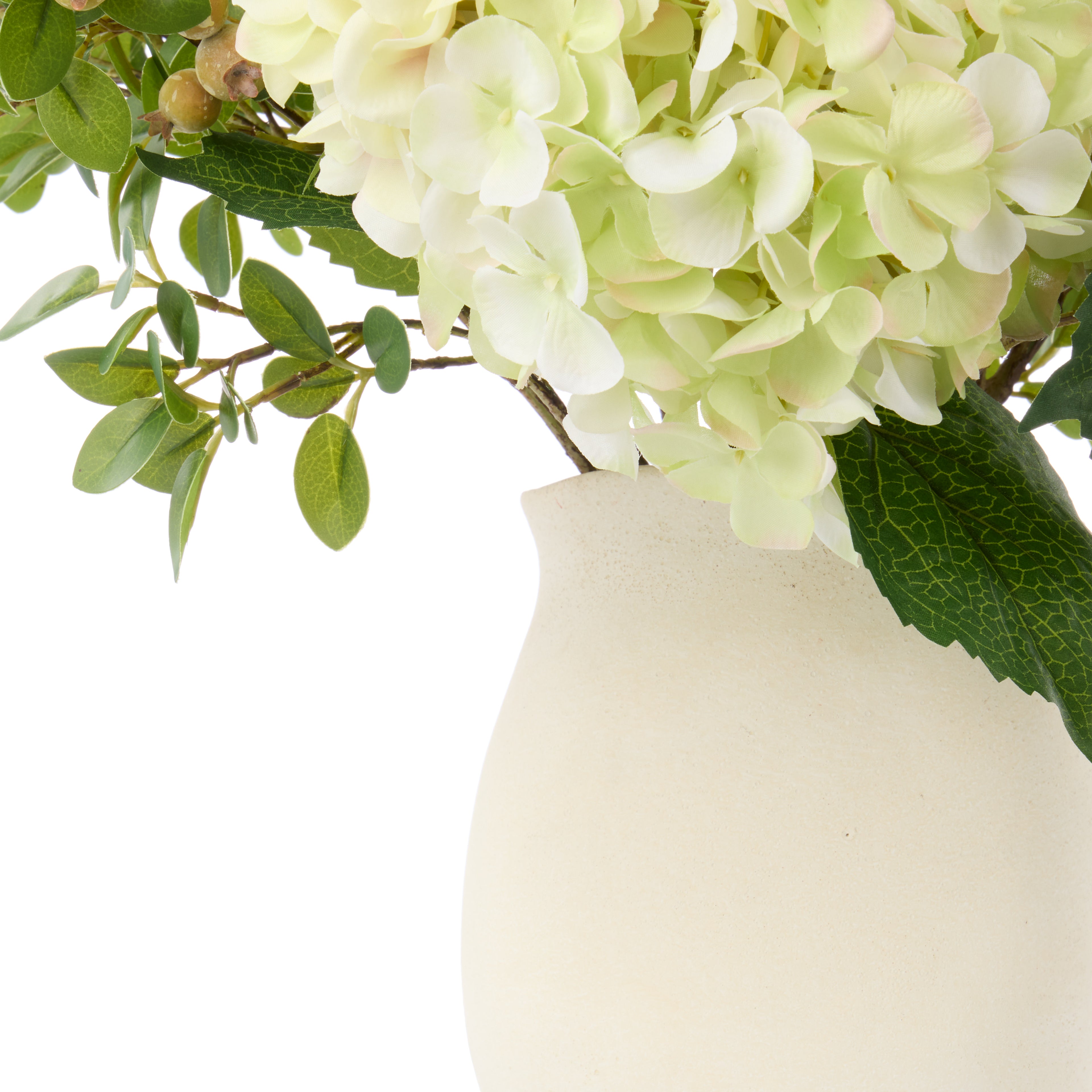 Faux Hydrangea Berry Arrangement - Maliah Pot | Green - 80cm