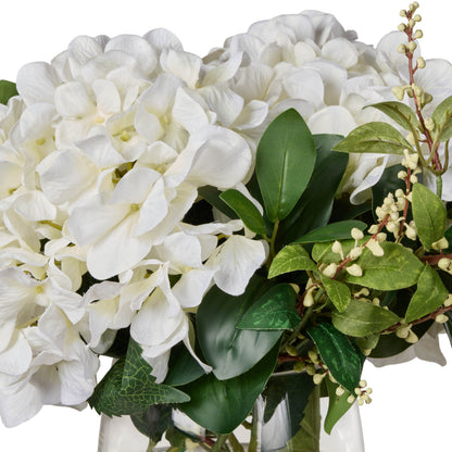 Faux Hydrangea Nite Berry - Classic Bowl | White - 43cm