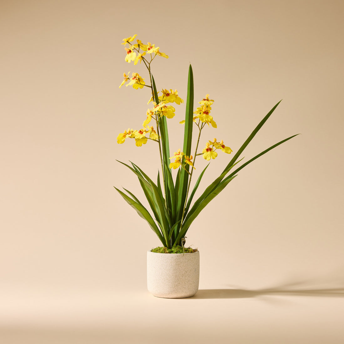 Faux Dancing Orchid Pot | Yellow - 58cm