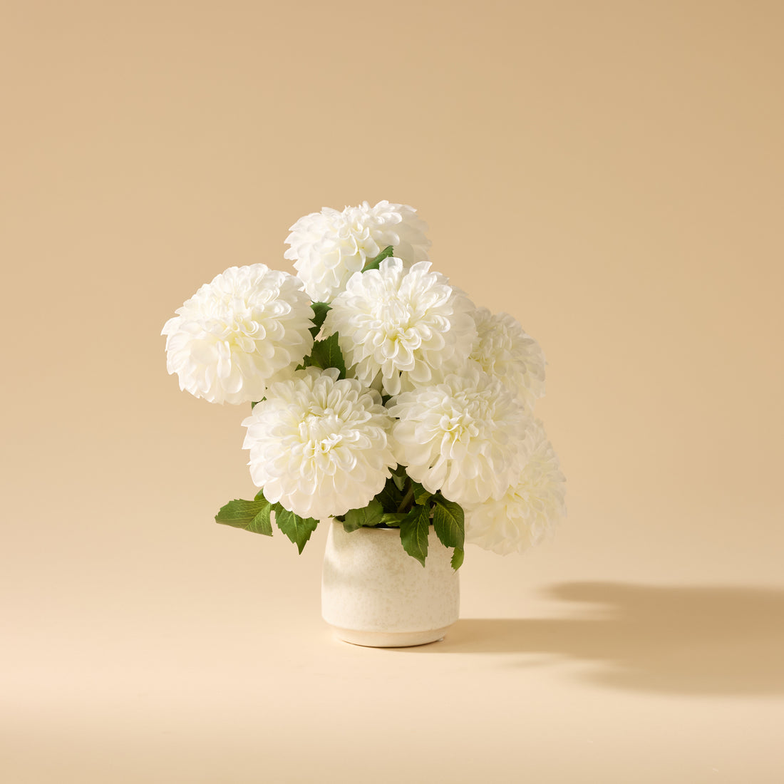 Faux Chrysanthemum Arrangement - Gianna Pot | White - 37cm