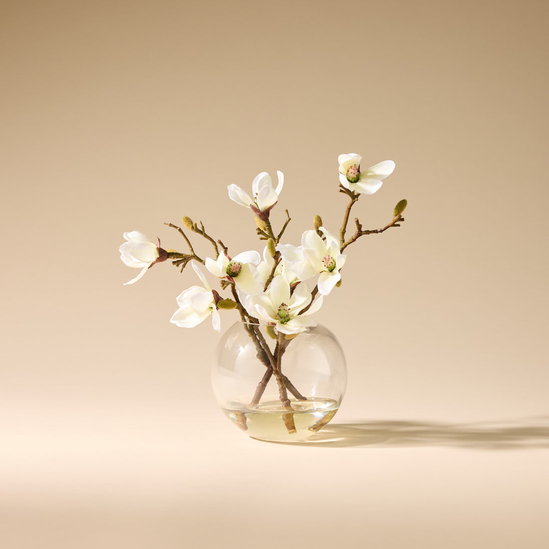 Faux Mini Magnolia - Sphere Vase | White - 33cm