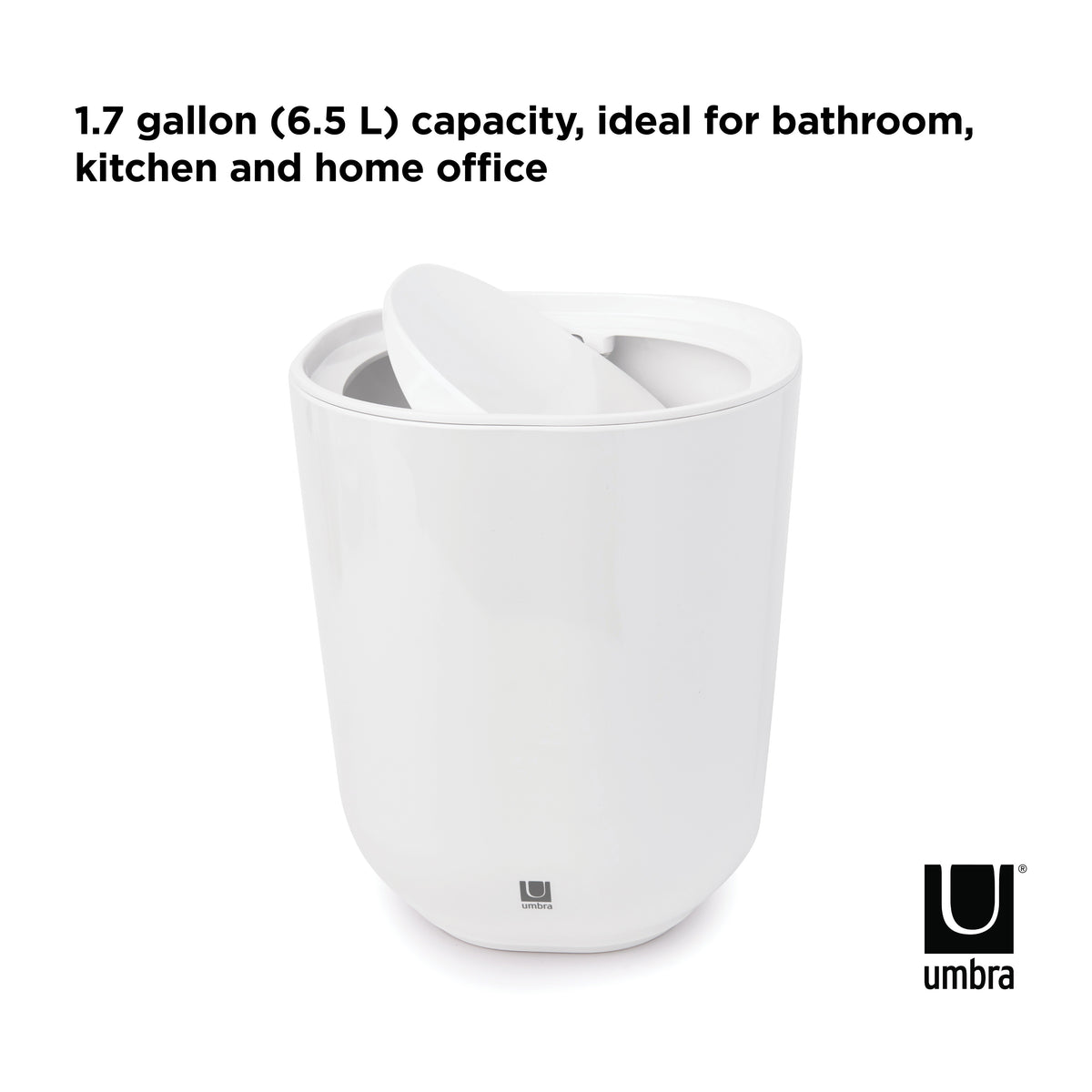 Umbra Step Waste Can with Lid White