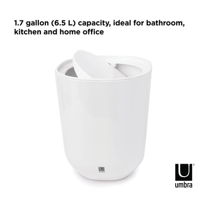 Umbra Step Waste Can with Lid White