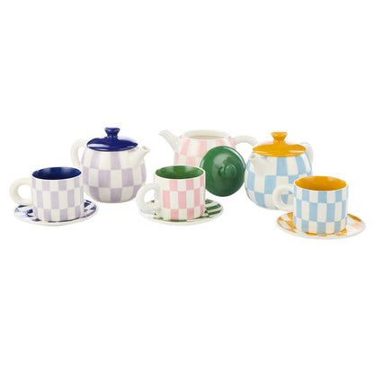 Emporium Check Teapot 700ml Blue &amp; Orange