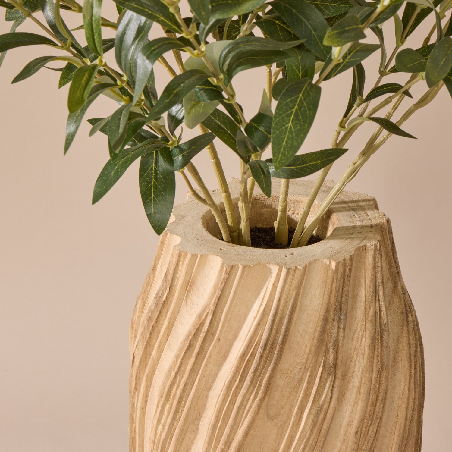 Faux Olive - Dansk Ribbed Vase | Natural - 70cm