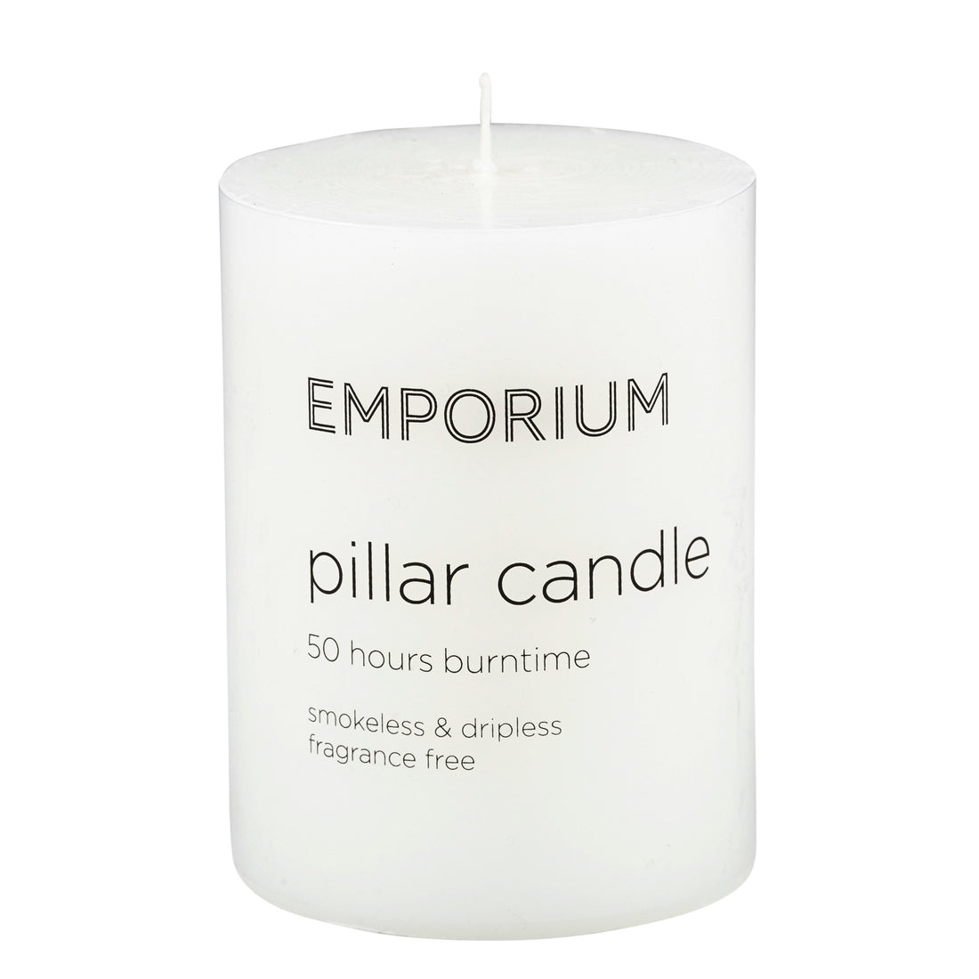 Emporium Pillar Candle White 7.5x7.5x10cm