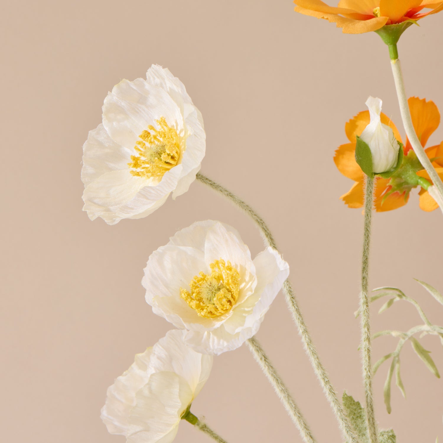 Faux Poppy Cosmos Mix - Giselle Vase | Cream &amp; Orange - 37cm