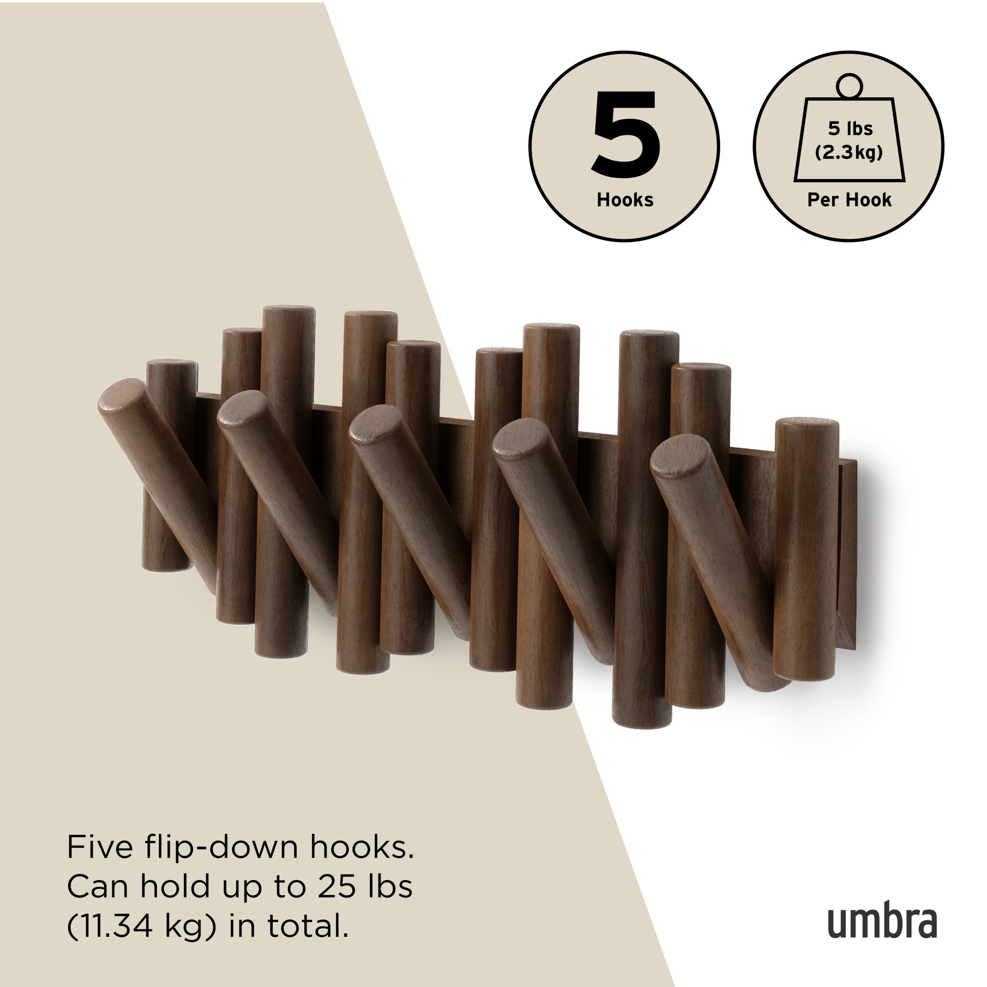 Umbra Picket Rail Hook Aged Walnut
