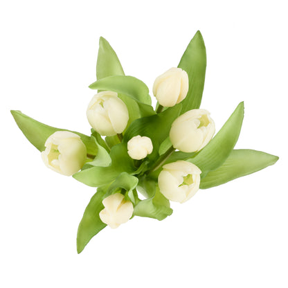 Faux Tulip Bunch | White - 30cm