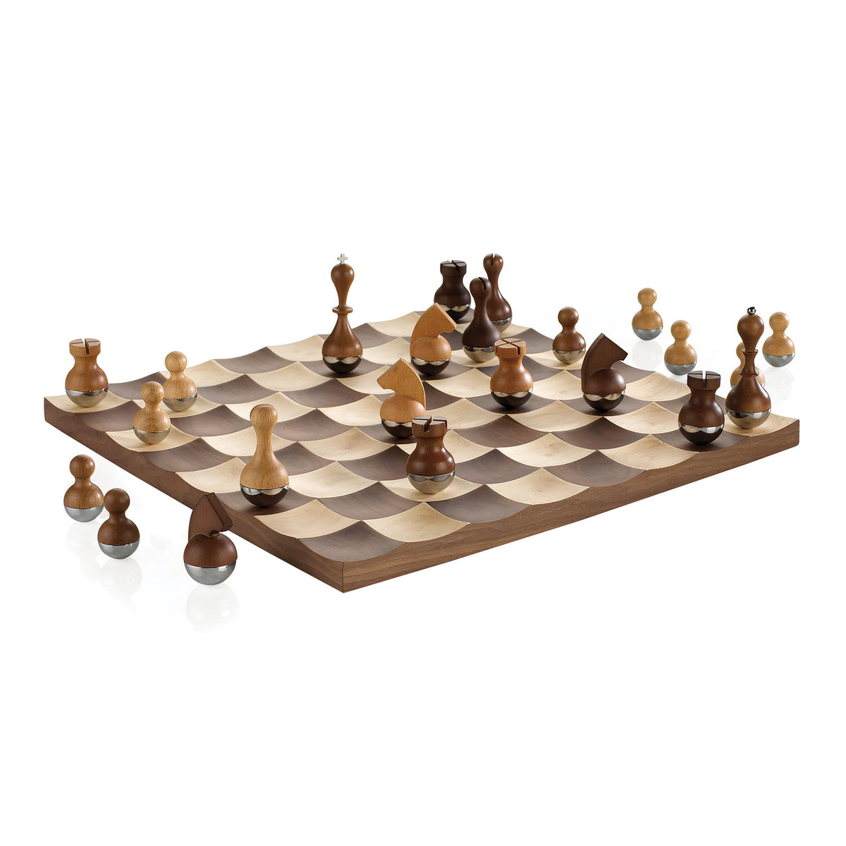 Umbra Wobble Chess Set Maple &amp; Walnut