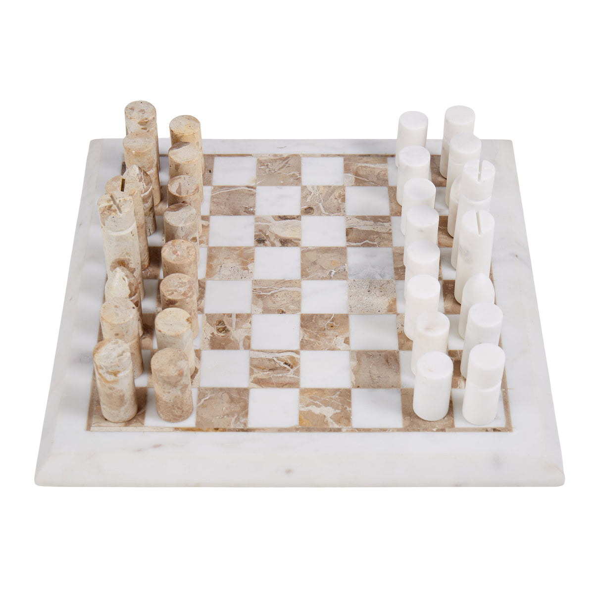 Grand Designs Marble Inlay Chess Set White &amp; Brown