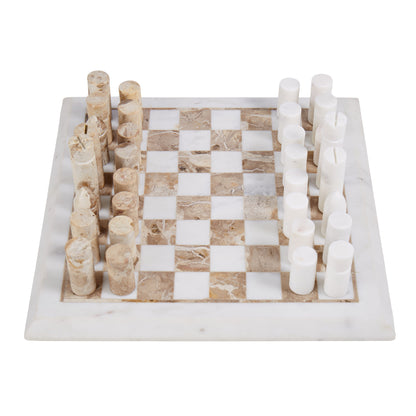 Grand Designs Marble Inlay Chess Set White &amp; Brown
