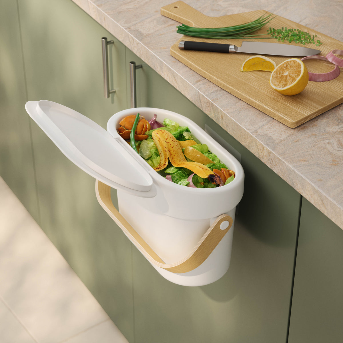 Umbra Bellwood Compost Bin White &amp; Natural