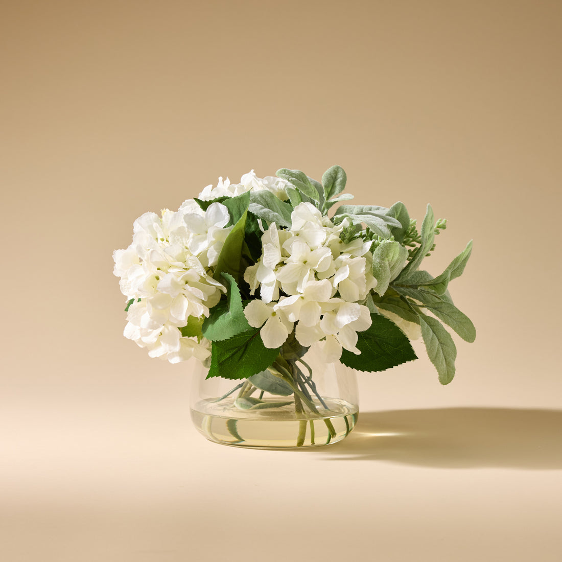 Faux Hydrangea Arrangement - Classic Bowl | White - 34cm