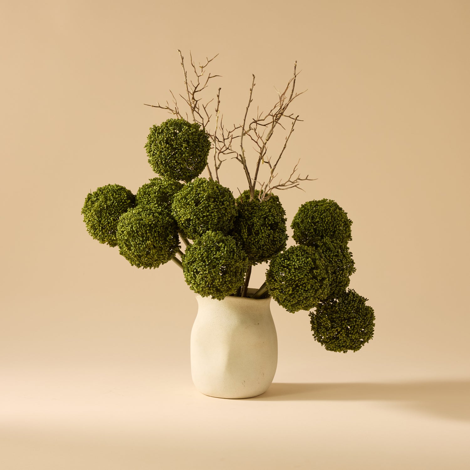 Faux Allium Spray Arrangement - Maliah Pot | Green - 65cm