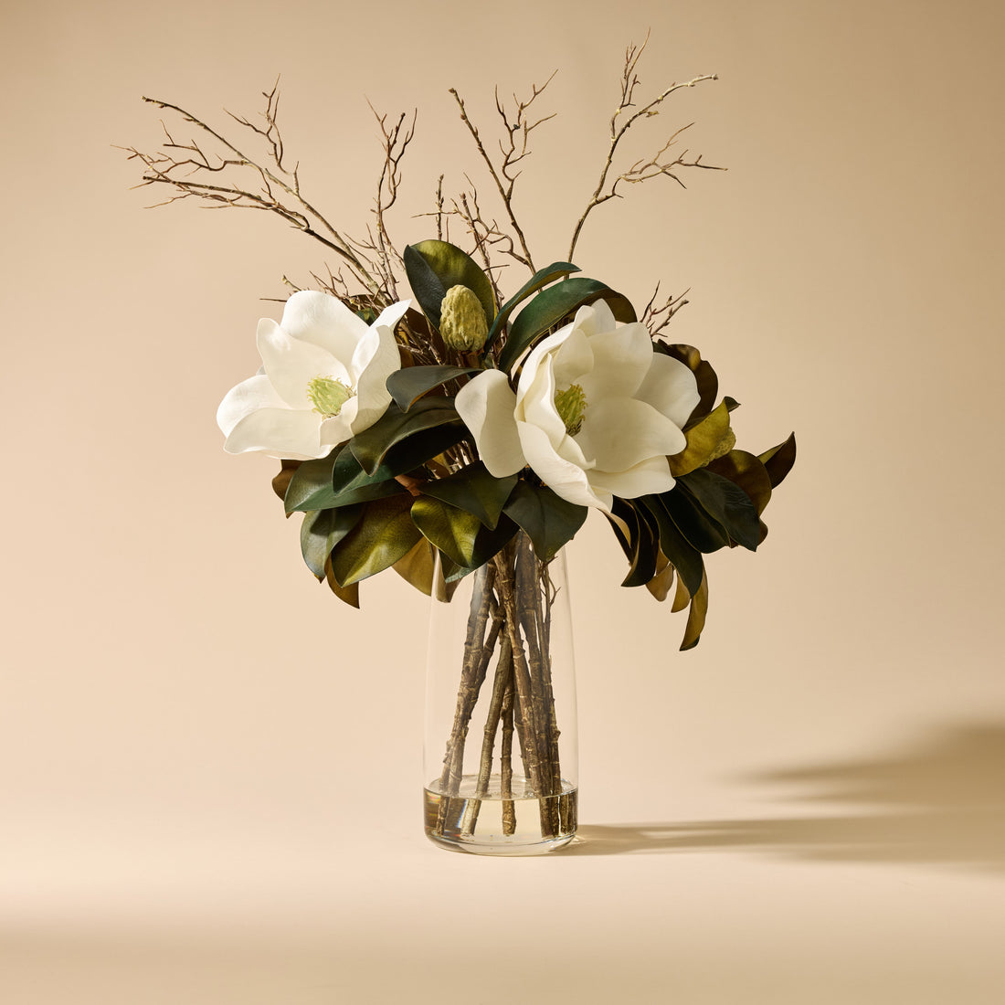 Faux Magnolia Grandiflora Arrangement - Alana Vase