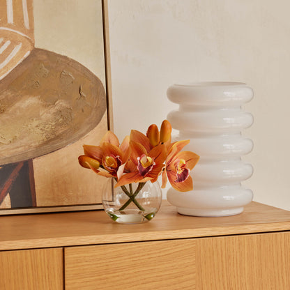 Rogue Cymbidium-Glass Vase Orange