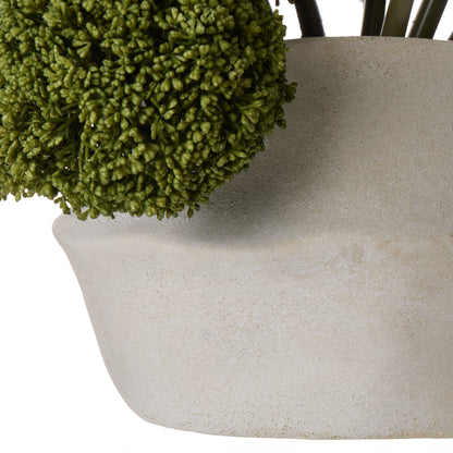 Faux Allium Spheres Arrangement - Maliah Pot | Green  - 55cm