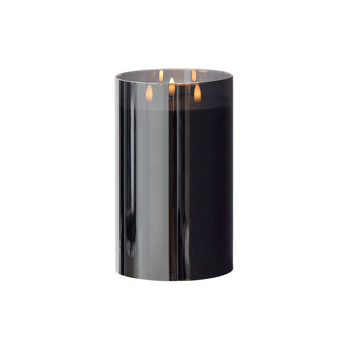 Black Glass Triflame LED Candle | 25cm