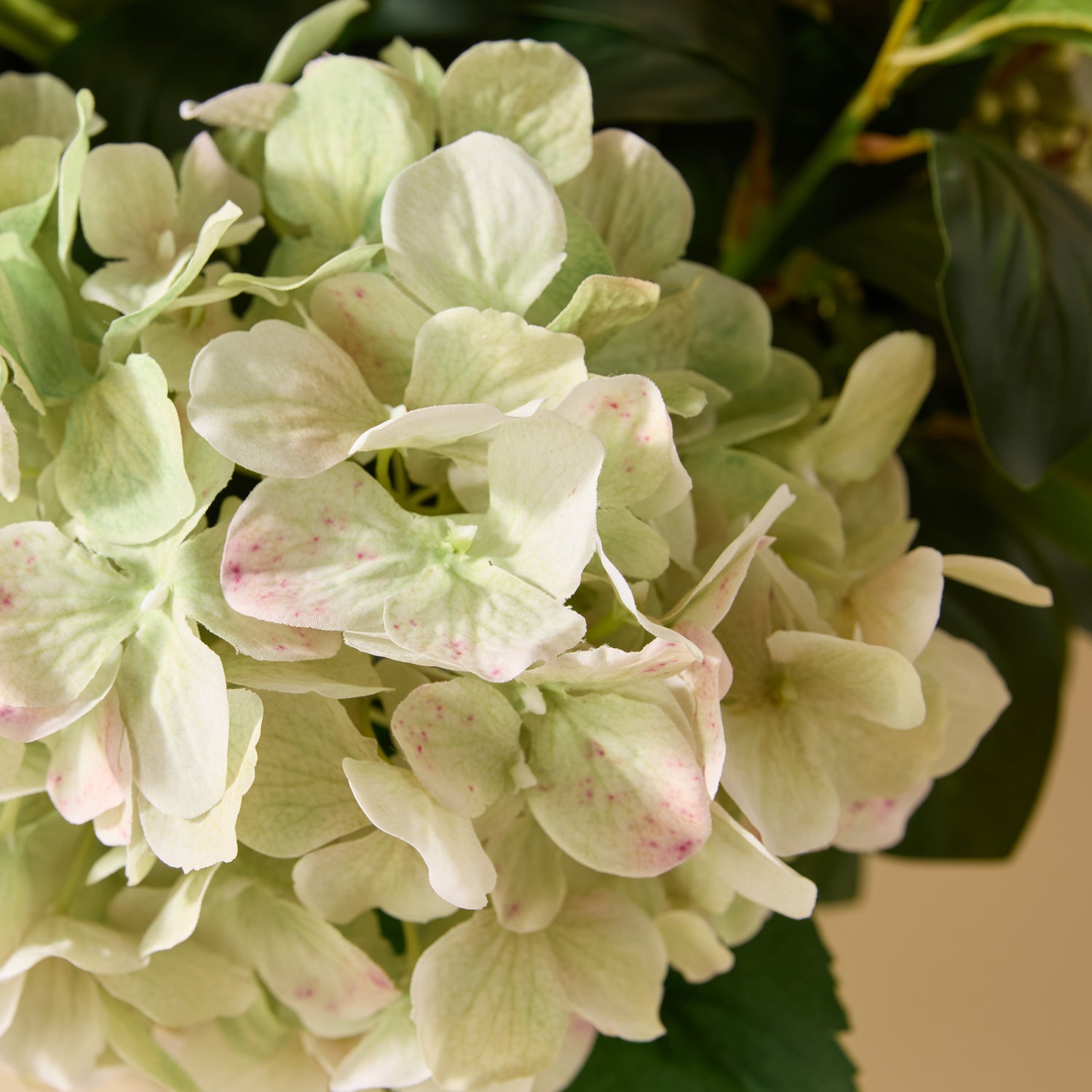 Faux Hydrangea Lush Leaf Arrangement - Classic Bowl | Green - 54cm