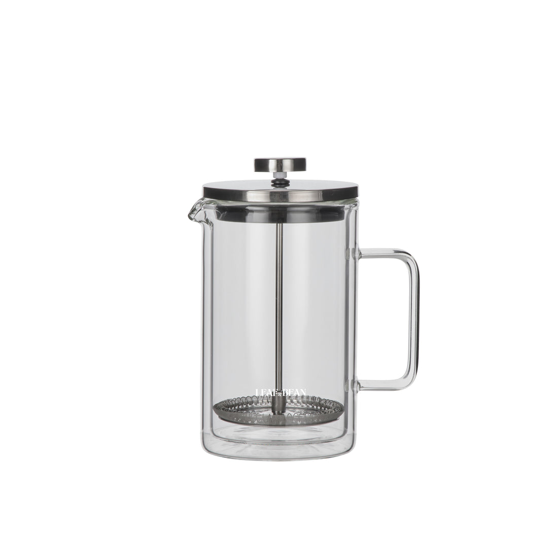 Leaf &amp; Bean Double Wall Glass Plunger 4 Cups Clear