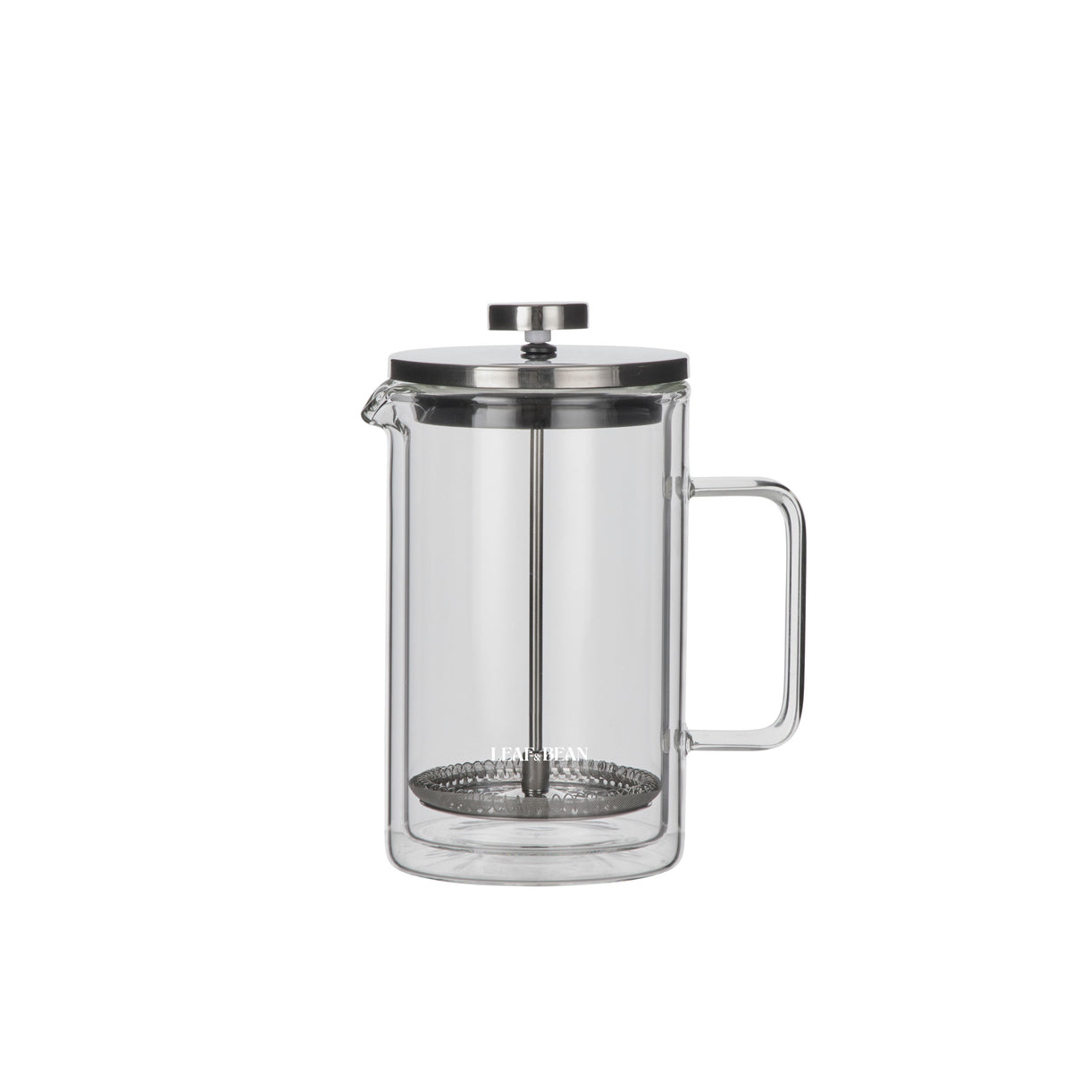 Leaf &amp; Bean Double Wall Glass Plunger 4 Cups Clear