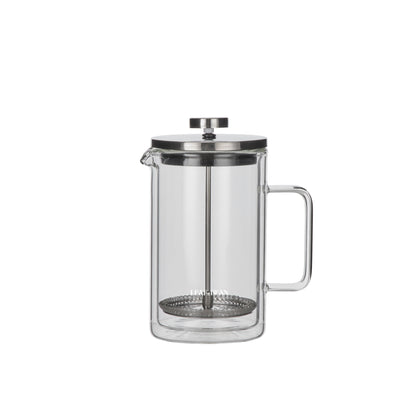 Leaf &amp; Bean Double Wall Glass Plunger 4 Cups Clear