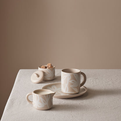 Leaf &amp; Bean Freya Mug &amp; Side Plate 2pcs Set Oat &amp; White