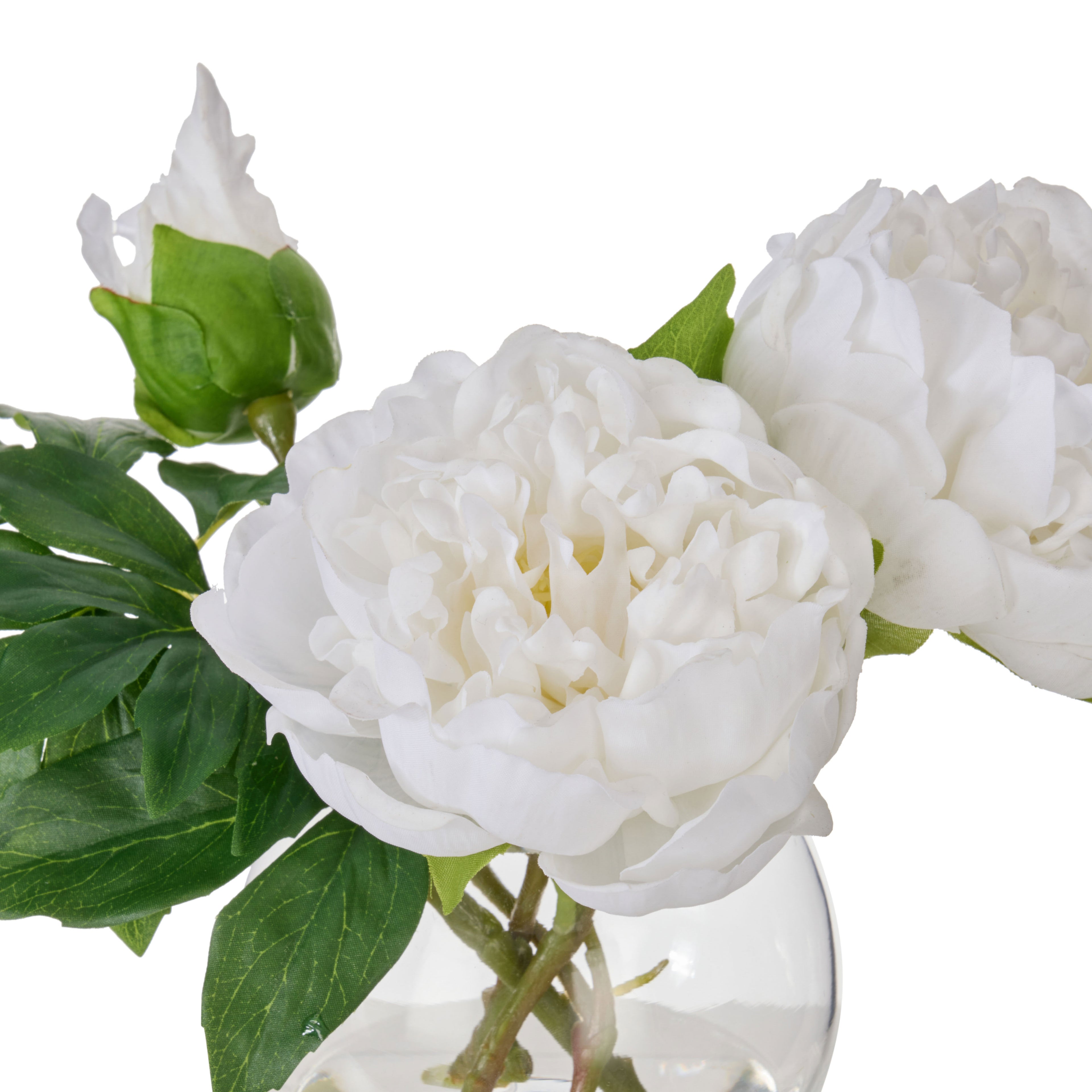 Faux Peony - Sphere Vase| White -  25cm