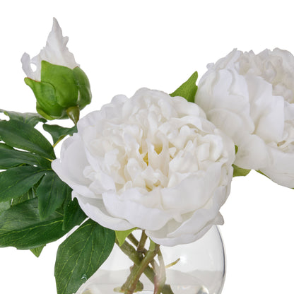 Faux Peony - Sphere Vase| White -  25cm