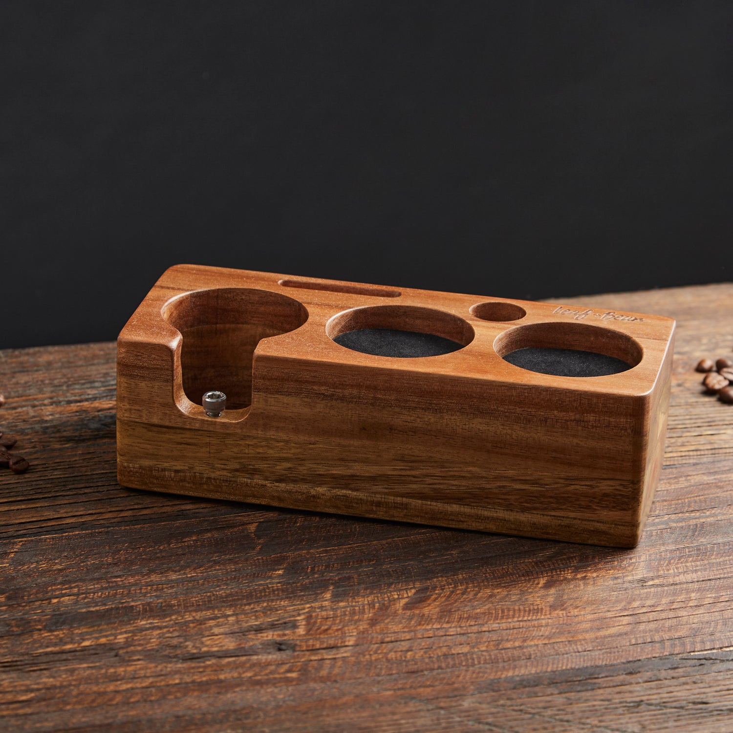 Leaf &amp; Bean Espresso Tamper Station Acacia Wood Brown
