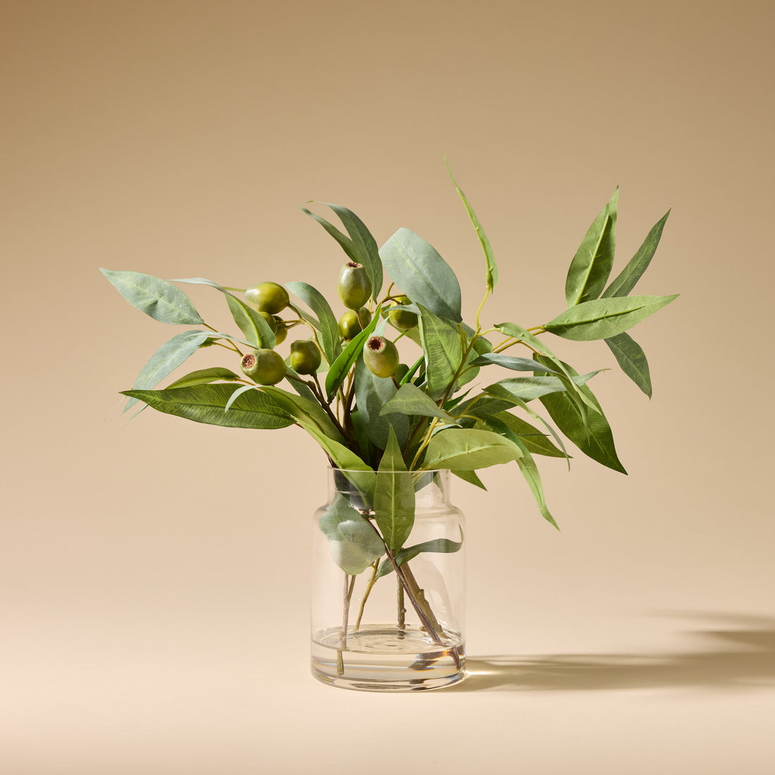 Faux Gum Nut Eucalyptus Arrangement - Pail Vase