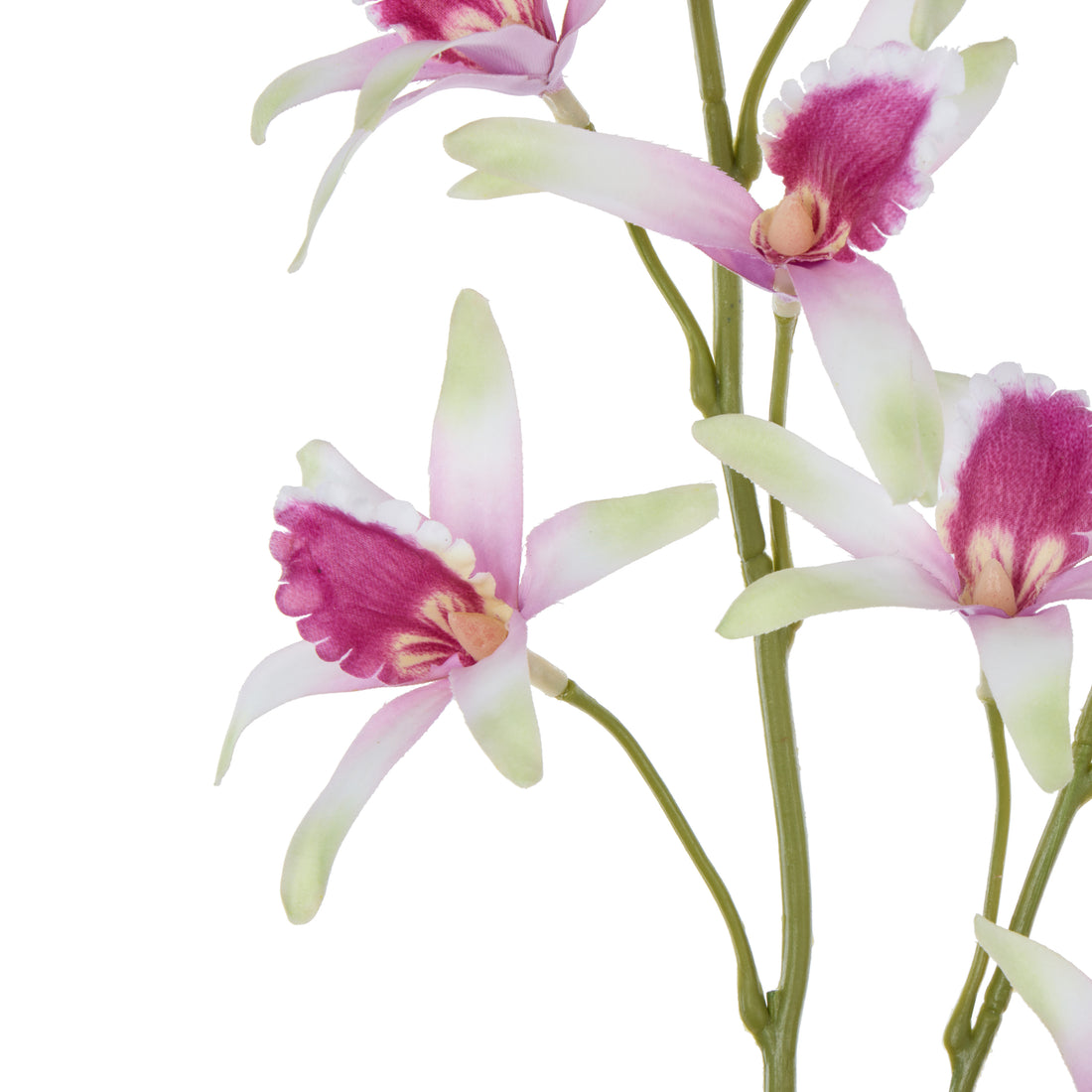Faux Dendrobium Spray | White &amp; Purple - 92cm
