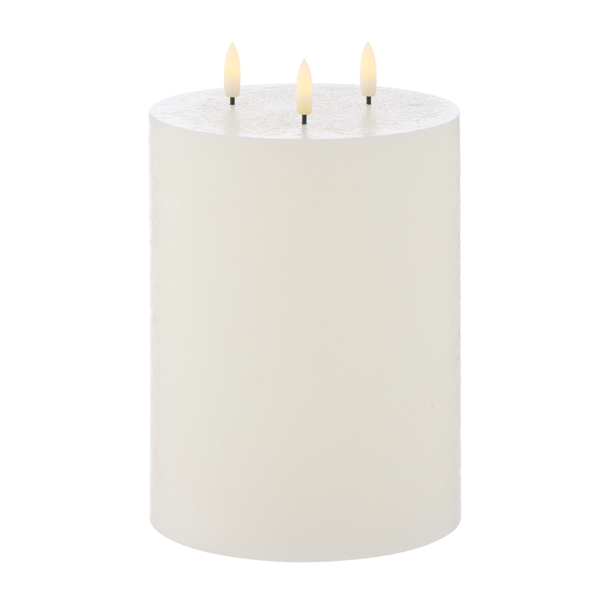 Amalfi Hughe LED Flickering Pillar Candle 3 Wicks Rustic White 15x15x20cm