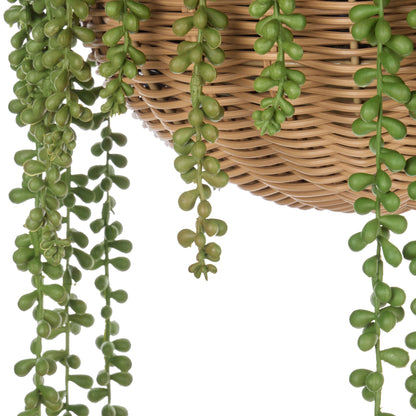 Faux String of Pearls - Laos Hanging | Green -  106cm