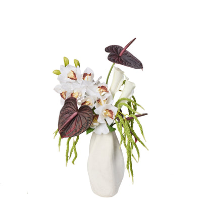 Faux Anthurium Lily Mix Bouquet | Purple - 82cm