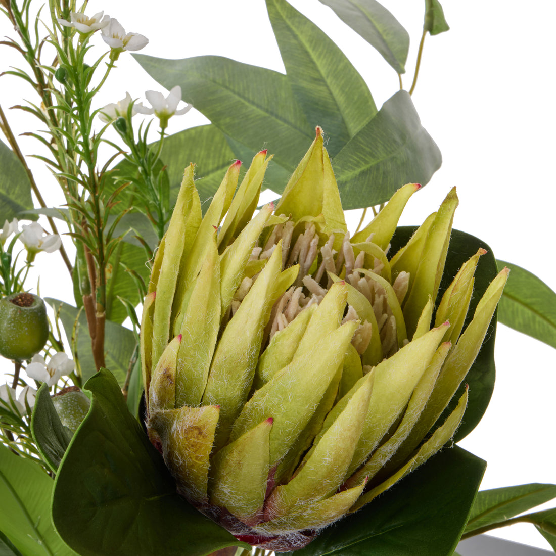Faux King Protea Native Mix - Claire Vase | Green -  53cm