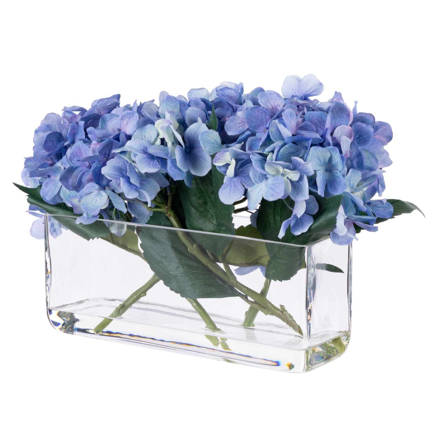 Faux Hydrangea - Esme Trough Vase | Blue - 25cm