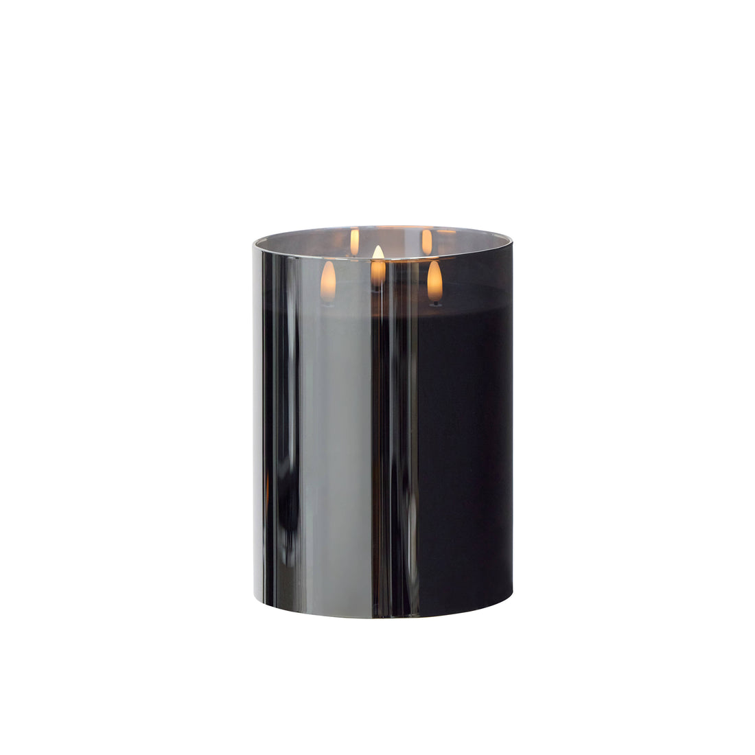 Black Glass Triflame LED Candle | 20cm