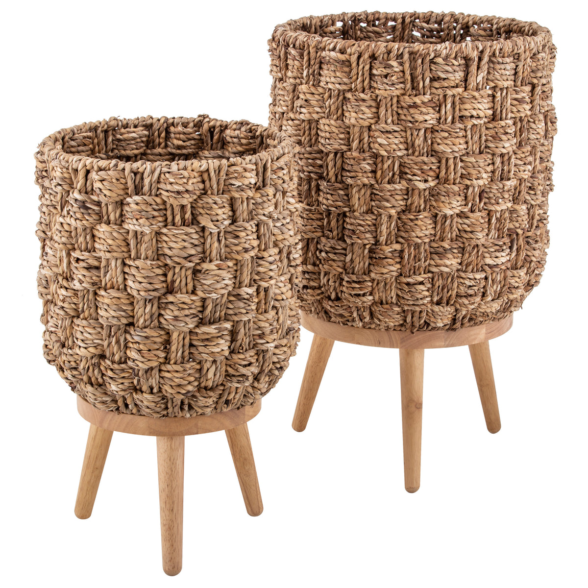 Amalfi Barbados Planter Pot on Stand 2pcs Set Natural