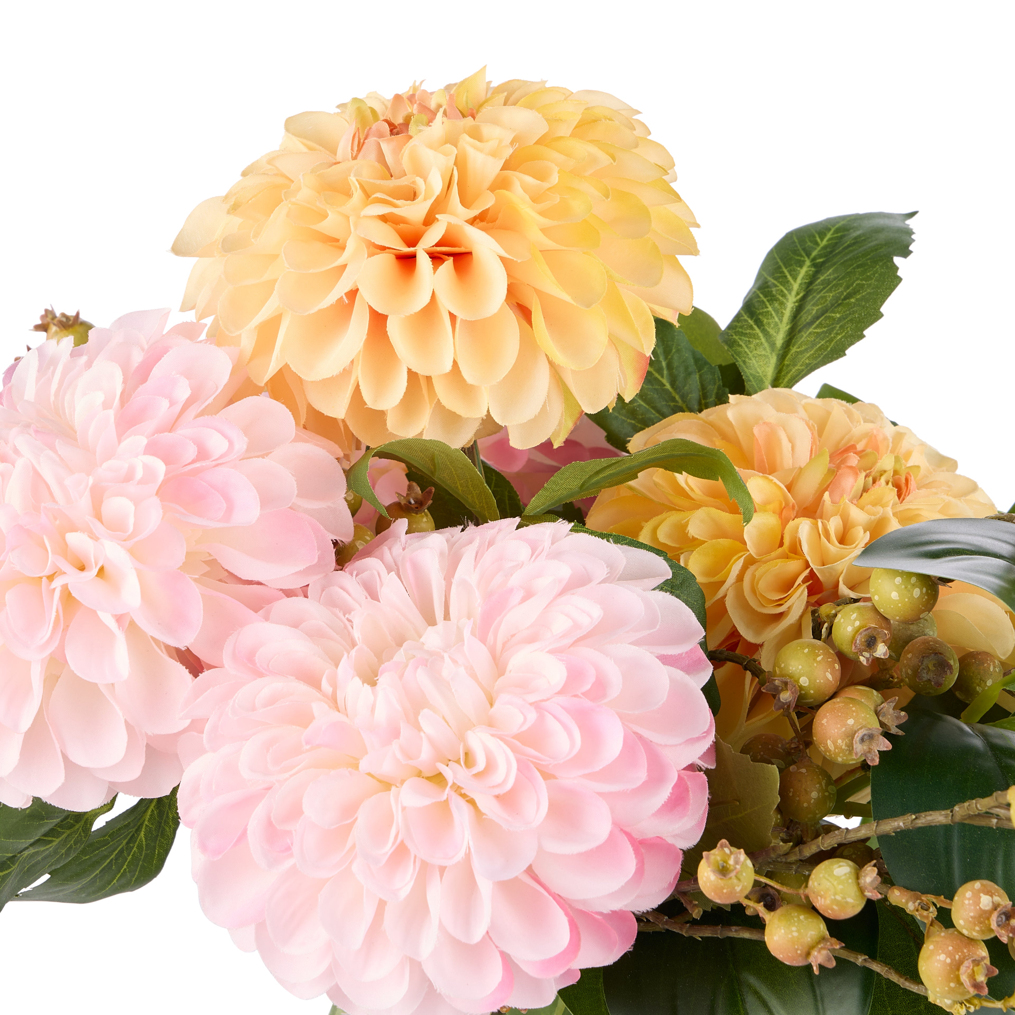 Faux Chrysanthemum Berry Arrangement - Classic Bowl | Orange - 56cm