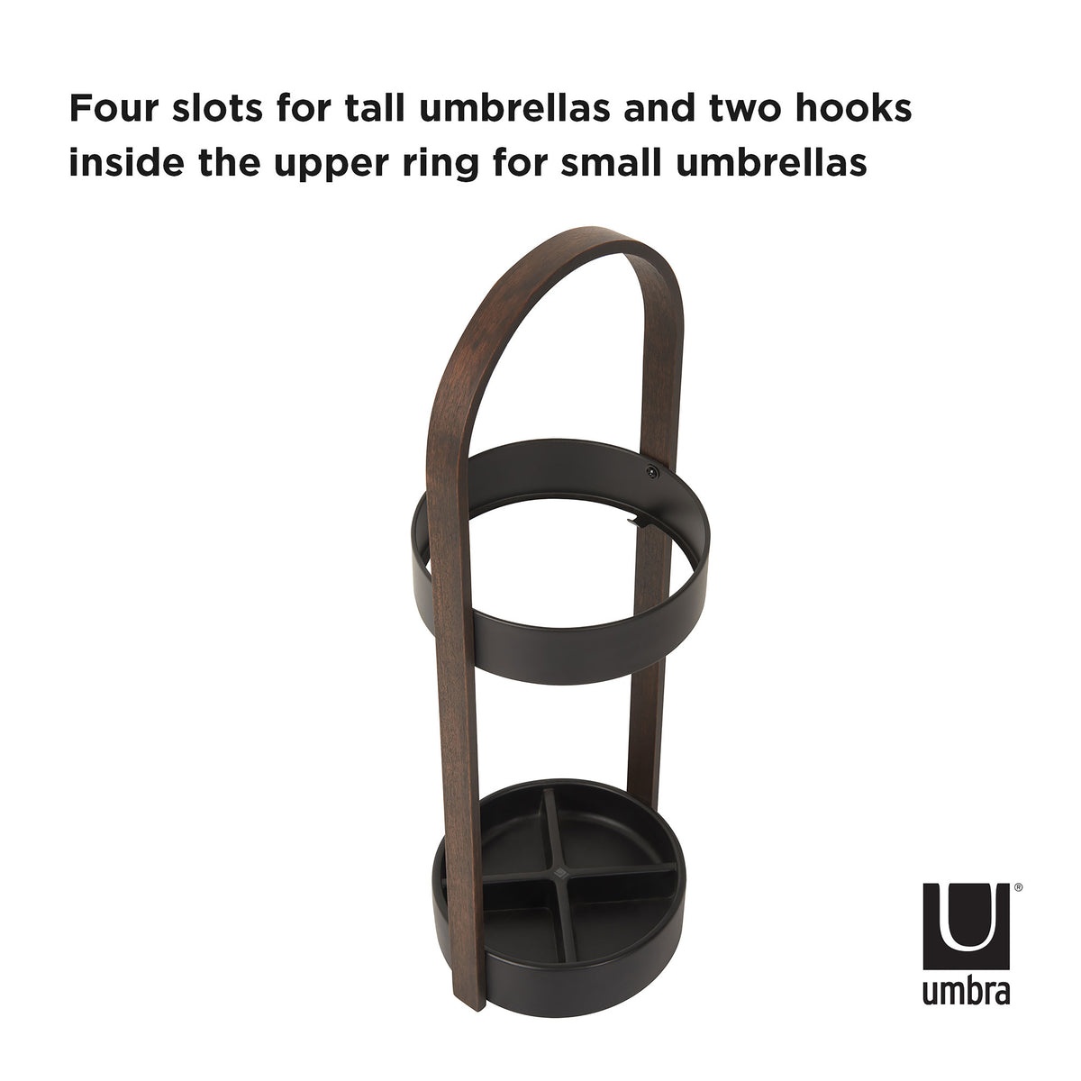 Umbra Bellwood Umbrella Stand Black &amp; Walnut