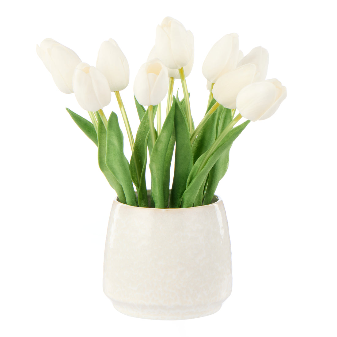 Faux Tulip Arrangement - Gianna Pot | White - 32cm