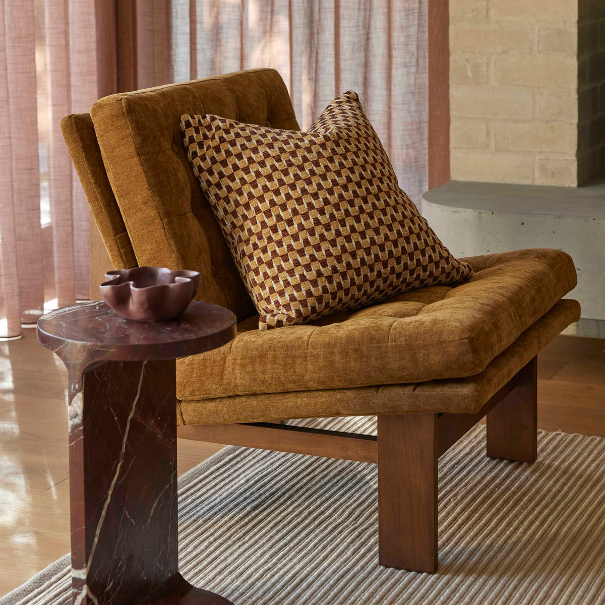 Amalfi Clark Cushion Brown &amp; Mustard