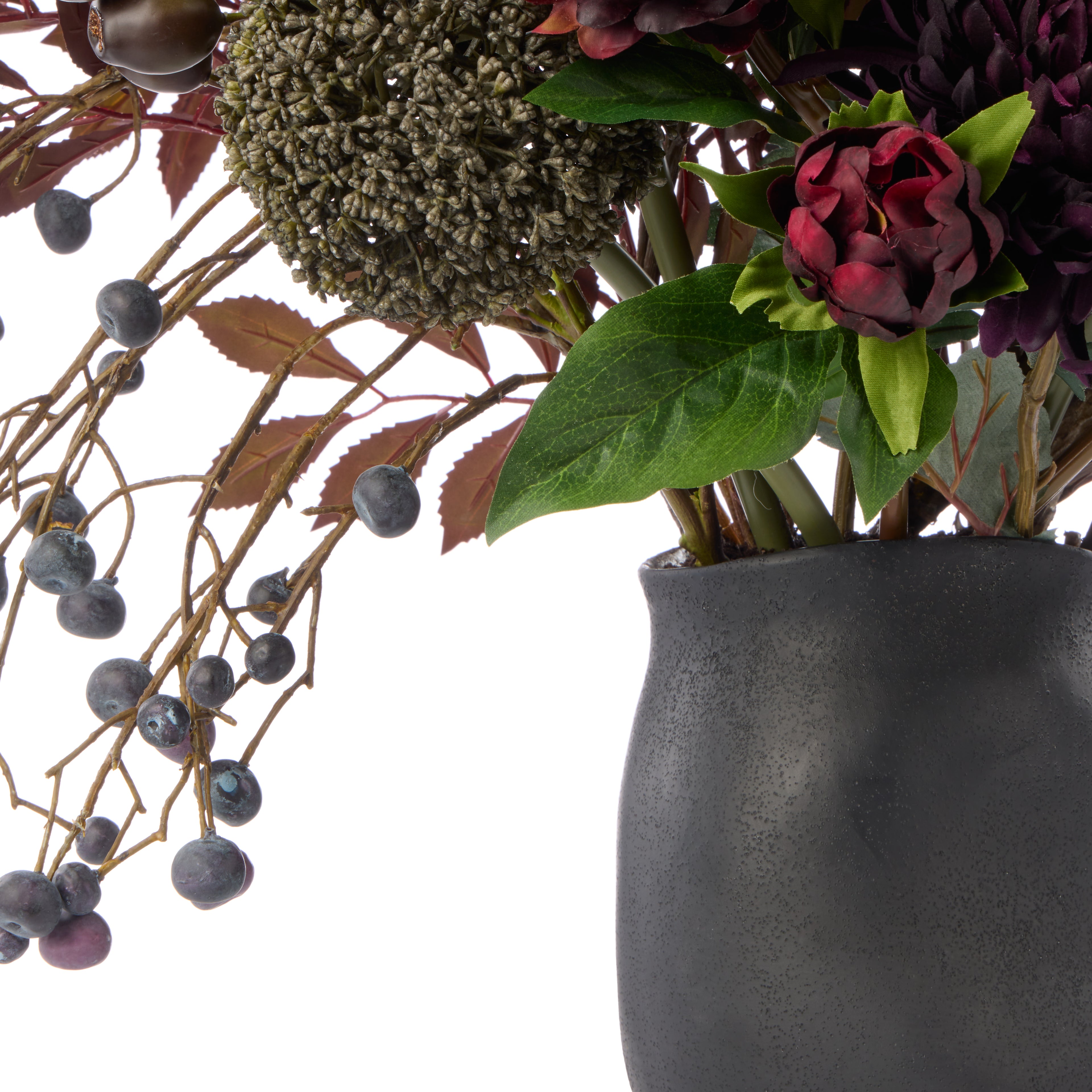 Faux Chrysanthemum Fig Garden Mix Arrangement - Maliah Pot | Purple - 66cm