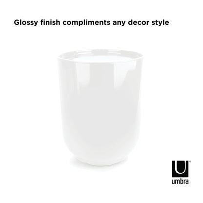 Umbra Step Waste Can with Lid White